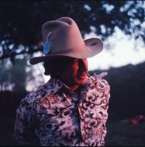 Mark Nelson at Fitzroy Crossing, West Australia rodeo, 1978. Mark helped start the Institute of Ecotechnics project, Birdwood Downs, which focuses on pasture regeneration in the tropical savannah.
